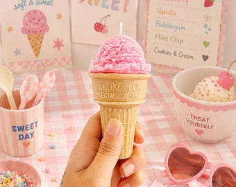 Ice Cream Cone Candle / Ice Cream Candle / Food Candle / Dessert Candle / Decorative Candle / Gifts for Her / Soy Candle / Home Decor