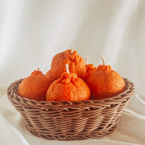 Orange Candle Real Fruit Candle Scented Decorative Candle Etsy