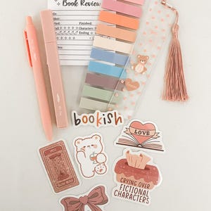Everything But The Book Kit / Annotation Kit / Journaling / Bookish Gifts / Book Lovers / Stationary Gift Set / Book Club / Coquette Bear