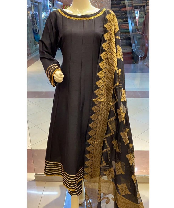 Pakistani Women s Party Dress Black Color Etsy UK
