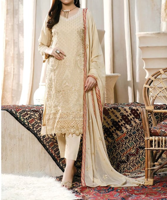 Cream Salwar Suit- Buy Cream Color Salwar Kameez Online