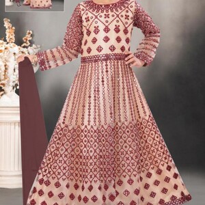 Nazon Brand – Kids Embroidery Gown/ Maroon color