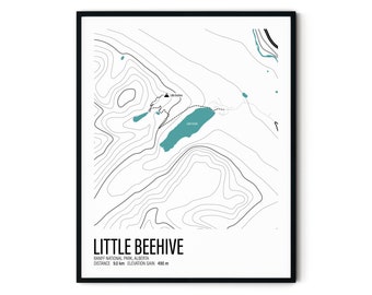 Little Beehive, Lake Louise, Banff, Alberta, Canada, Trail Map, Map Print, Topographic Map, Contour Map, Home Decor, Wall Decor, Hiker Gift