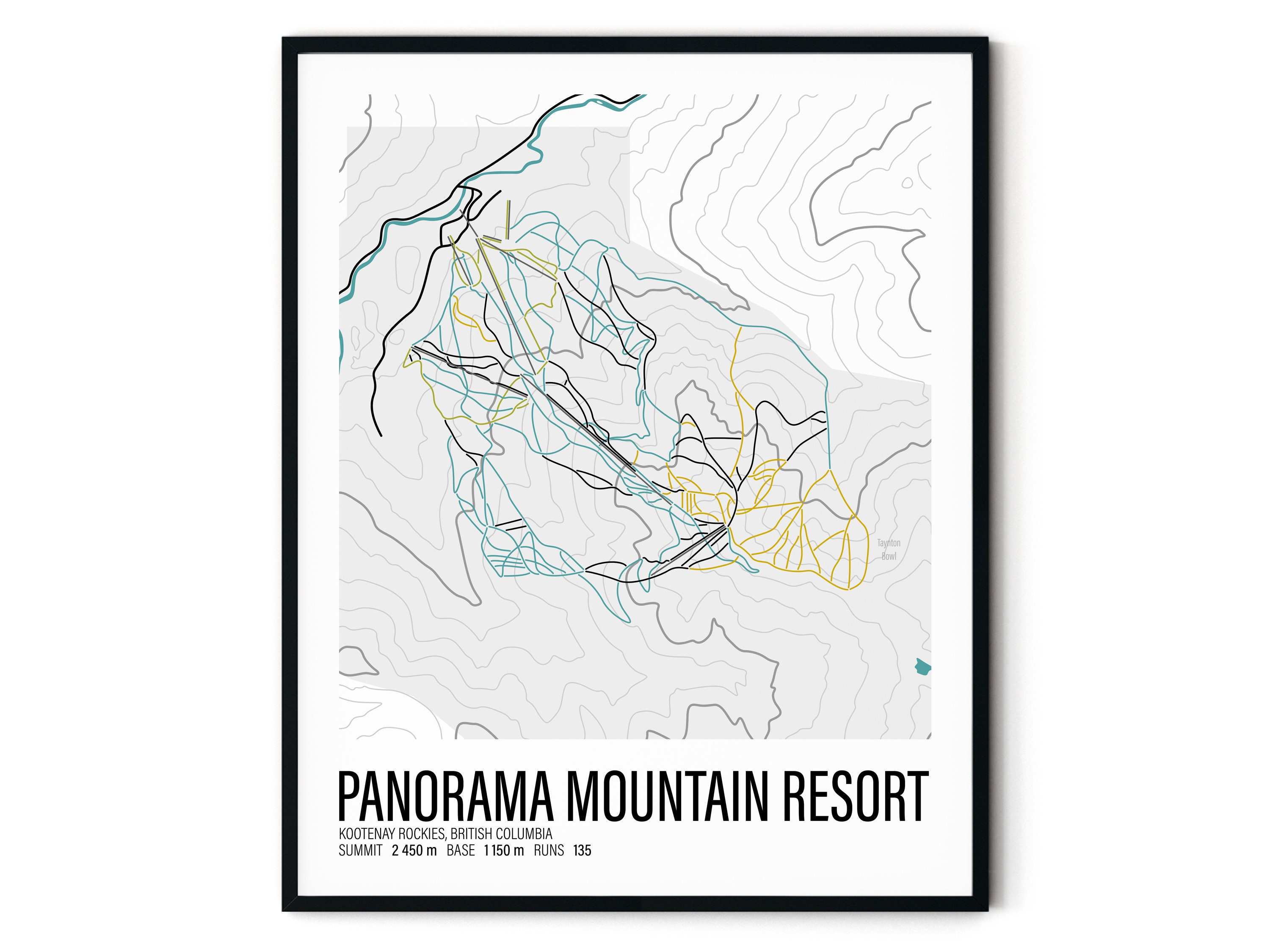 Trail Map Panorama Mountain Bike Park Ski Map Art Panorama Canada