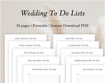 Wedding Planning To Do Lists, Wedding Organizer, Wedding Planning, Wedding Binder, Printable Wedding, Instant Download, Wedding PDF