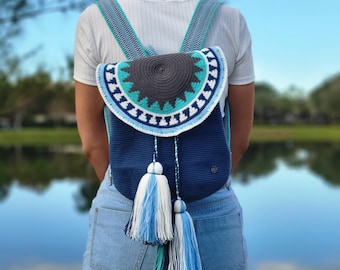 Crochet Wayuu Backpack / Crochet Backpack / Handmade  display picture 3