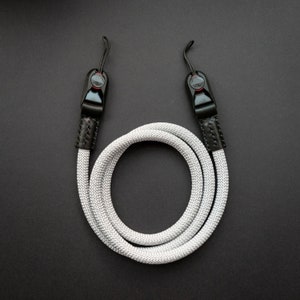 SILVER GREY "Premium" Rope and Leather Camera Strap - Made With Peak Design Anchor Links