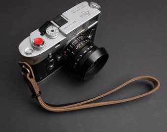 Correa de muñeca fina de cuero Horween para cámara