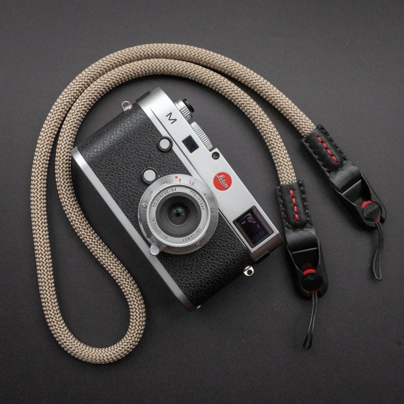 Premium Tan Rope Camera Strap With Leather & Peak Design Anchor
