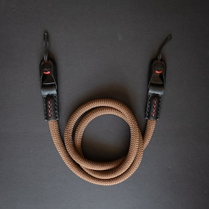 DARK BROWN &quot;Premium&quot; Silky Rope and Leather Camera Strap - Made With Peak Design Anchor Links