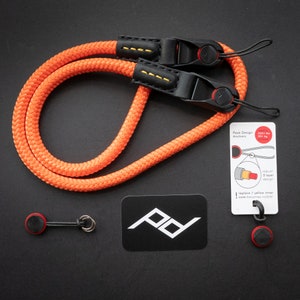 ORANGE Marine Rope and Leather Camera Strap - Made With Peak Design Anchor Links