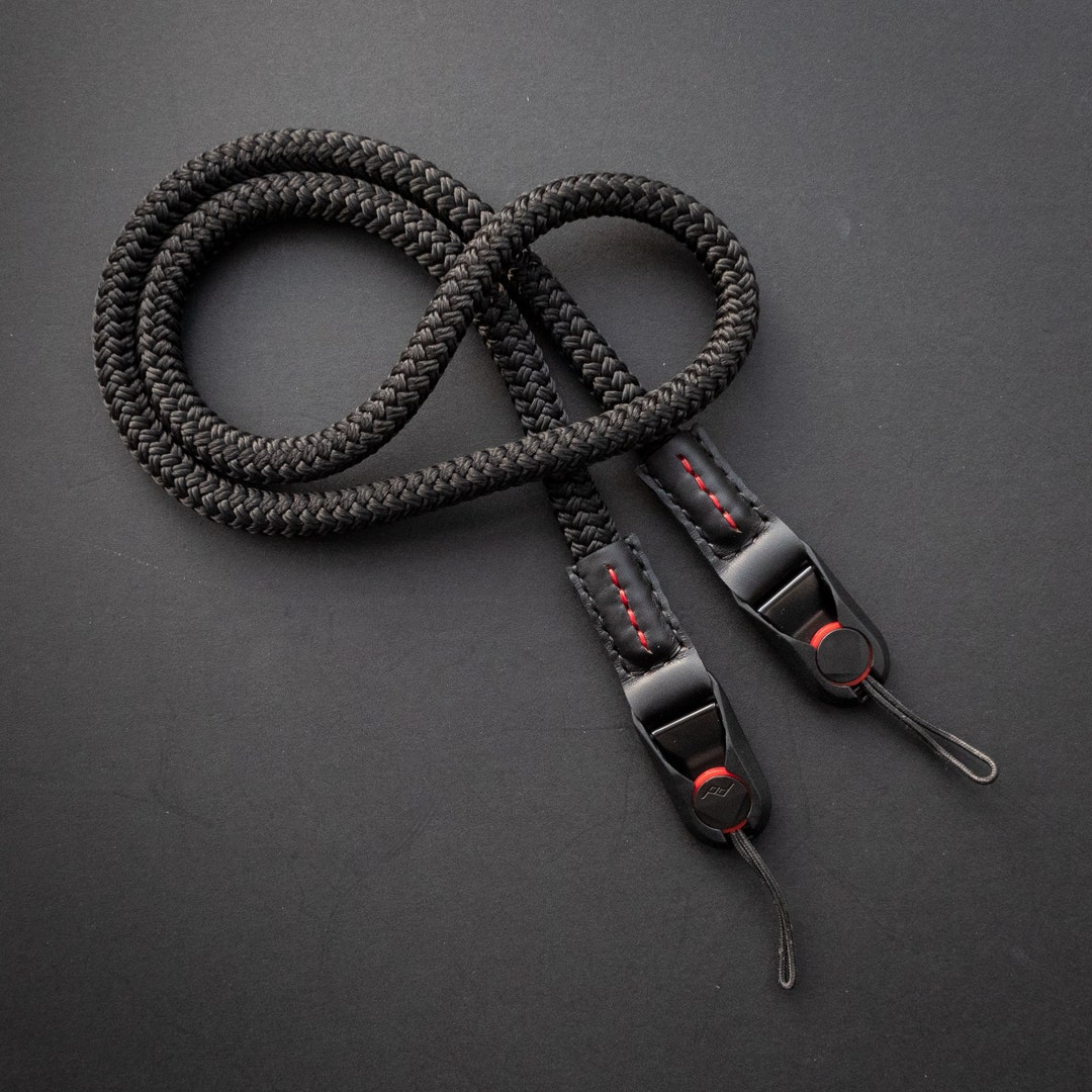BLACK Marine Rope and Leather Camera Strap Made With Peak Design Anchor
