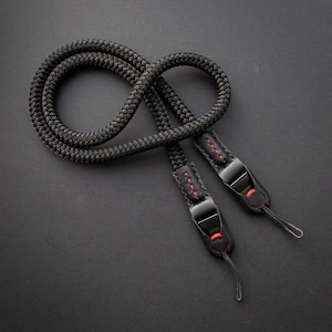 BLACK Marine Rope and Leather Camera Strap - Made With Peak Design Anchor Links