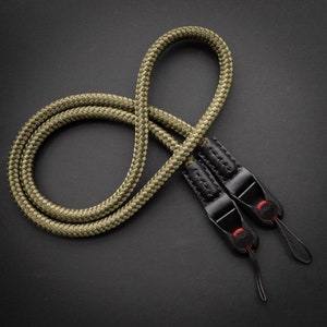 KHAKI/GREEN Marine Rope and Leather Camera Strap - Made With Peak Design Anchor Links