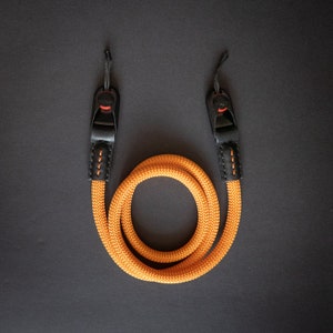 ORANGE &quot;Premium&quot; Silky Rope and Leather Camera Strap - Made With Peak Design Anchor Links