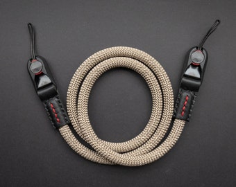 TAN "Premium" Rope and Leather Camera Strap - Made With Peak Design Anchor Links