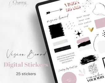 The Vision Board Collection by Luxbook, Goodnotes Stickers, Pink