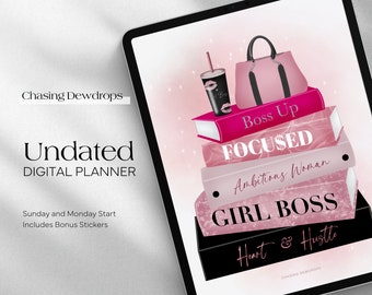 Undated Digital Planner, Girl Boss Digital Planner, Aesthetic Planner, Digital Planner Templates, Goodnotes Planner, Digital Planning