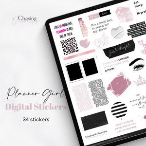 Planner Girl Sticker Collection, Girl Boss Digital Stickers, Digital Stickers, Goodnotes Stickers, Digital Planner Stickers