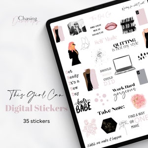 This Girl Can Sticker Collection, Girl Boss Digital Stickers, Digital Stickers, Goodnotes Stickers, Digital Planner Stickers