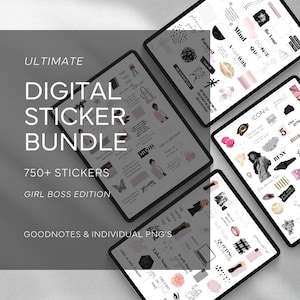 Girl Boss Digital Sticker Bundle: Goodnotes, Planner Stickers (778 PNG)