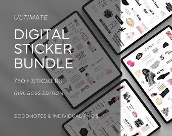 Girl Boss Digital Sticker Bundle: Goodnotes, Planner Stickers (778 PNG)