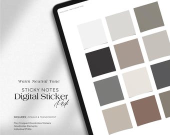 Neutral Tone Sticky Note Digital Stickers | Goodnotes, iPad (PNGs Included)