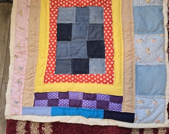 Handmade Colorful Jean Patch Quilt