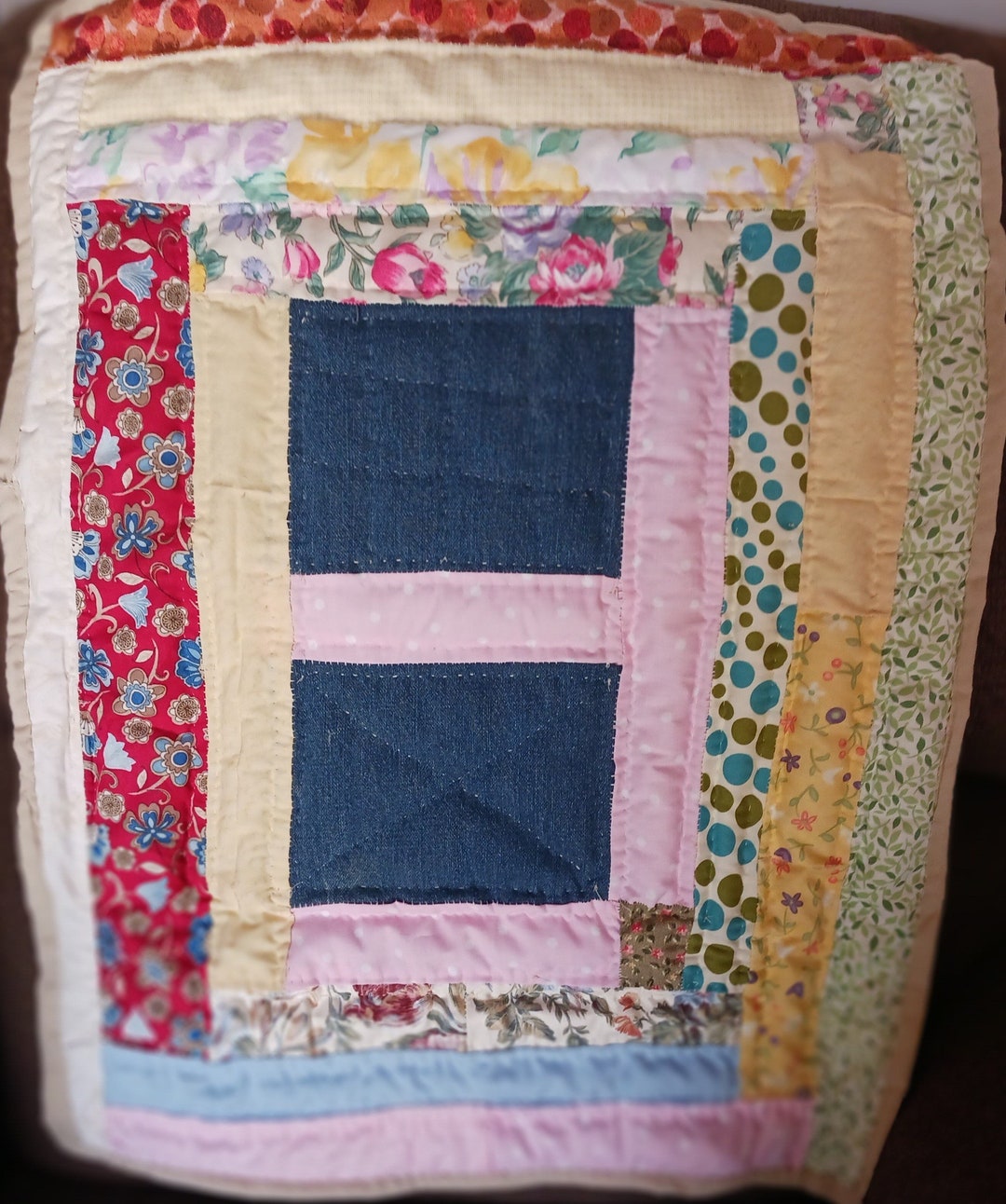 Gee's Bend Quilt, Quilt Block, Cotton Quilt, Handstitched Quilt, Hand