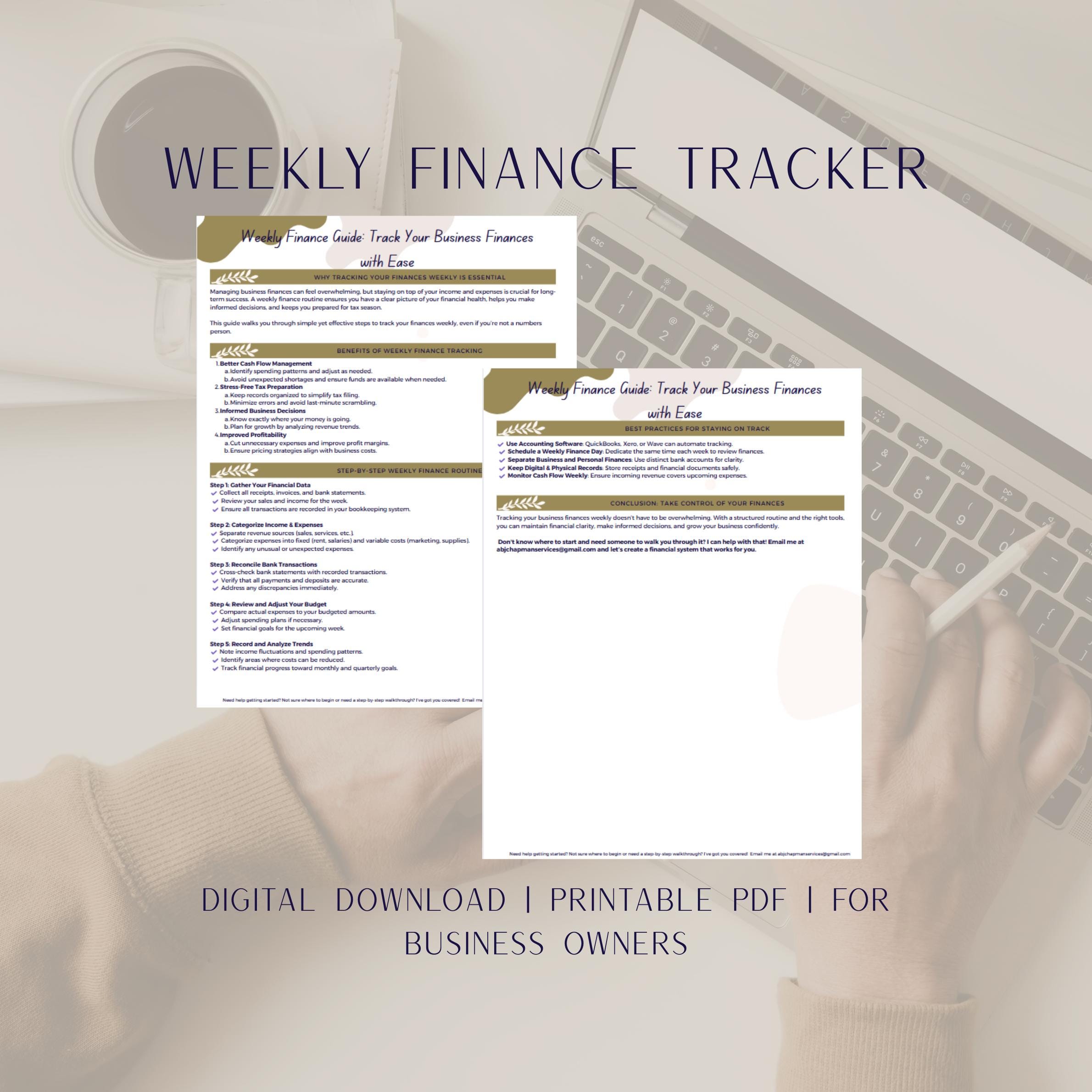 Printable Weekly Finance Tracker | Easy System for Managing Business Finances - Etsy