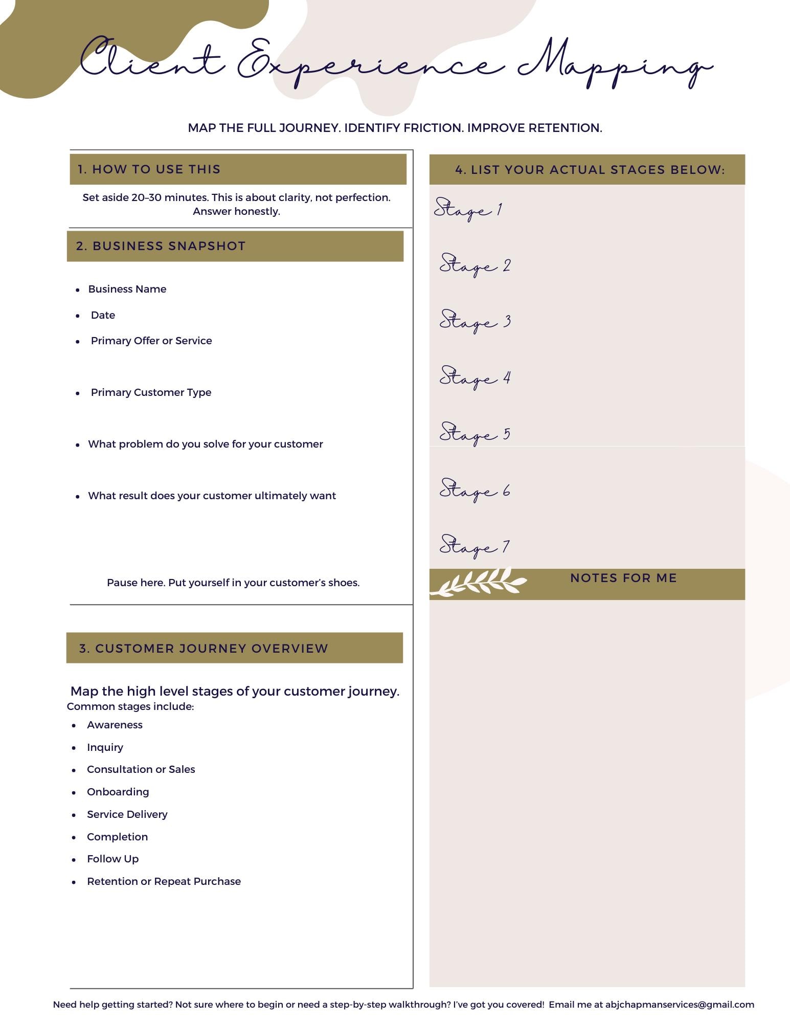 Pleaseure Mapping Worksheet.pdf Client Experience Mapping Worksheet - Etsy