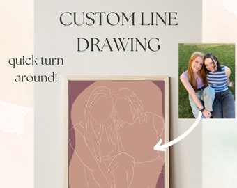 Mothers Day Gift, custom mothers day gift, personalized art, custom abstract art, original line art, custom couple line art, maternity