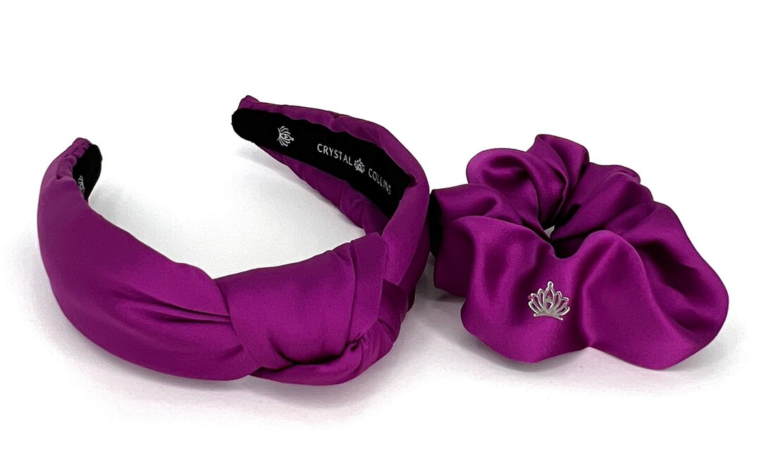 Purple Satin Headband & Scrunchie Set - Etsy display picture 3