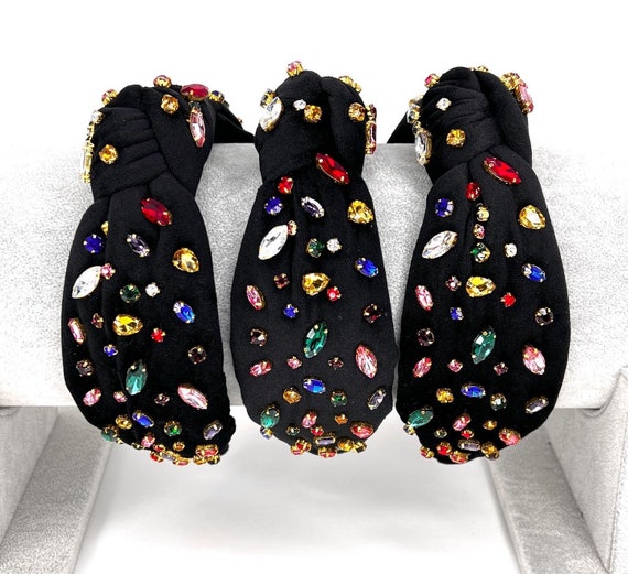 Crystal Kaleidoscope Black Velvet Headband: Luxury Party  display picture 1