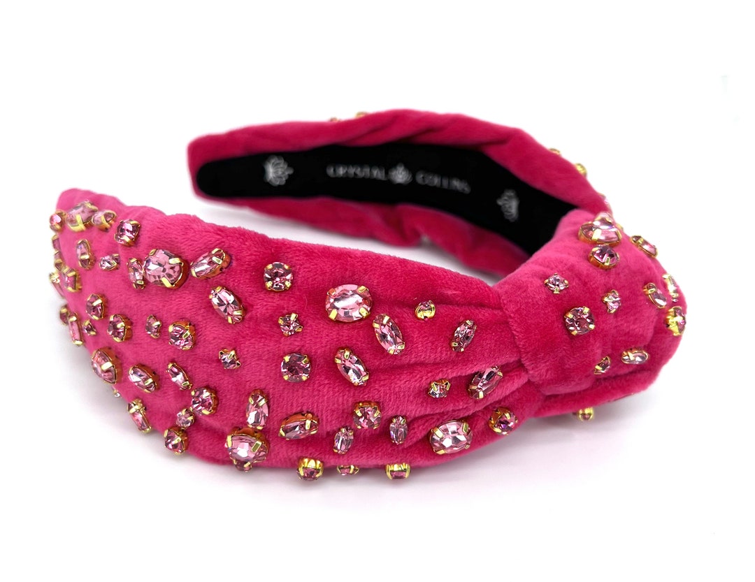 Pink Headband Jeweled Headband Luxury Headband Sparkly Etsy