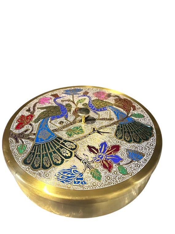 Brass masala box with 7 small bowls. Condiment box.