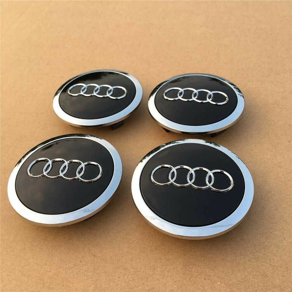 Buy Set of 4 BLACK Audi Alloy Wheel Hub Centre Caps 61mm Online in