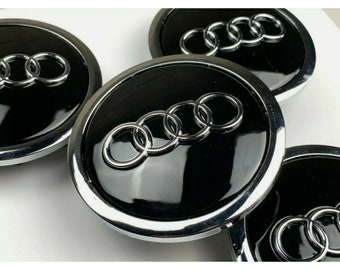 Set van 4 Audi a3 a4 a6 a8 tt 4x nieuwe lichtmetalen naafdoppen zwart 68mm