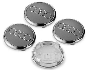 Set van 4 Audi a3 a4 a6 a8 tt 4x nieuwe lichtmetalen naafdoppen grijs 61 mm