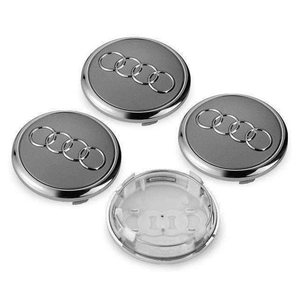 Set of 4 Audi a3 a4 a6 a8 tt 4x new alloy wheel centre hub caps grey 61mm