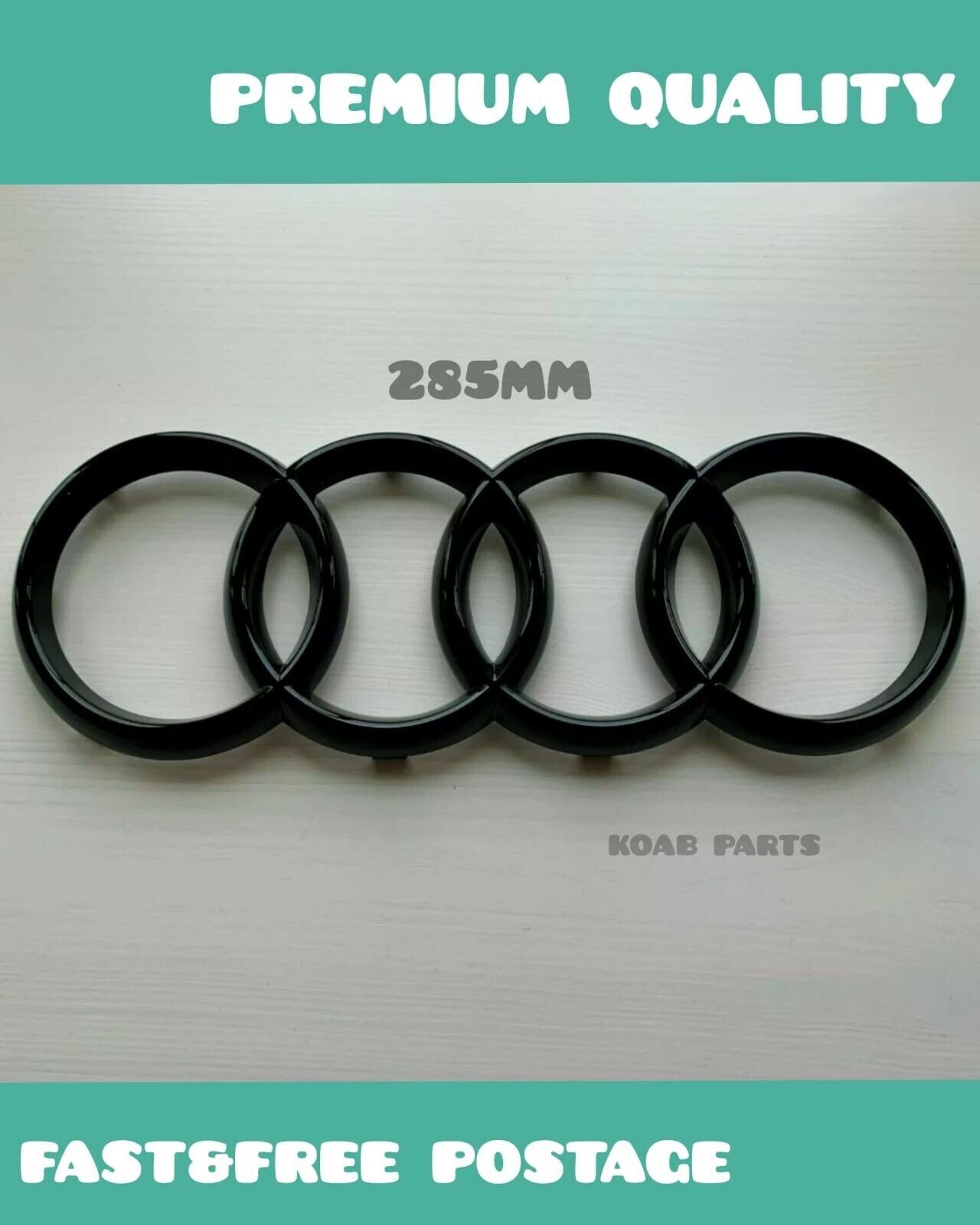 Audi Ringe 285mm Kühlergrill Emblem Emblem Emblem Aufkleber Glanz Schwarz  A6 A7 Q3 Q5 Q7 - .de