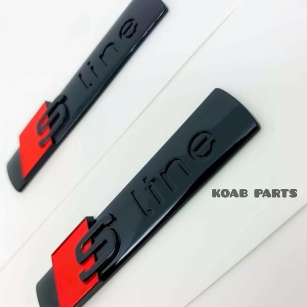 2 x Audi s-line wing gloss black emblem badge For a1 s1 a3 s3 rs