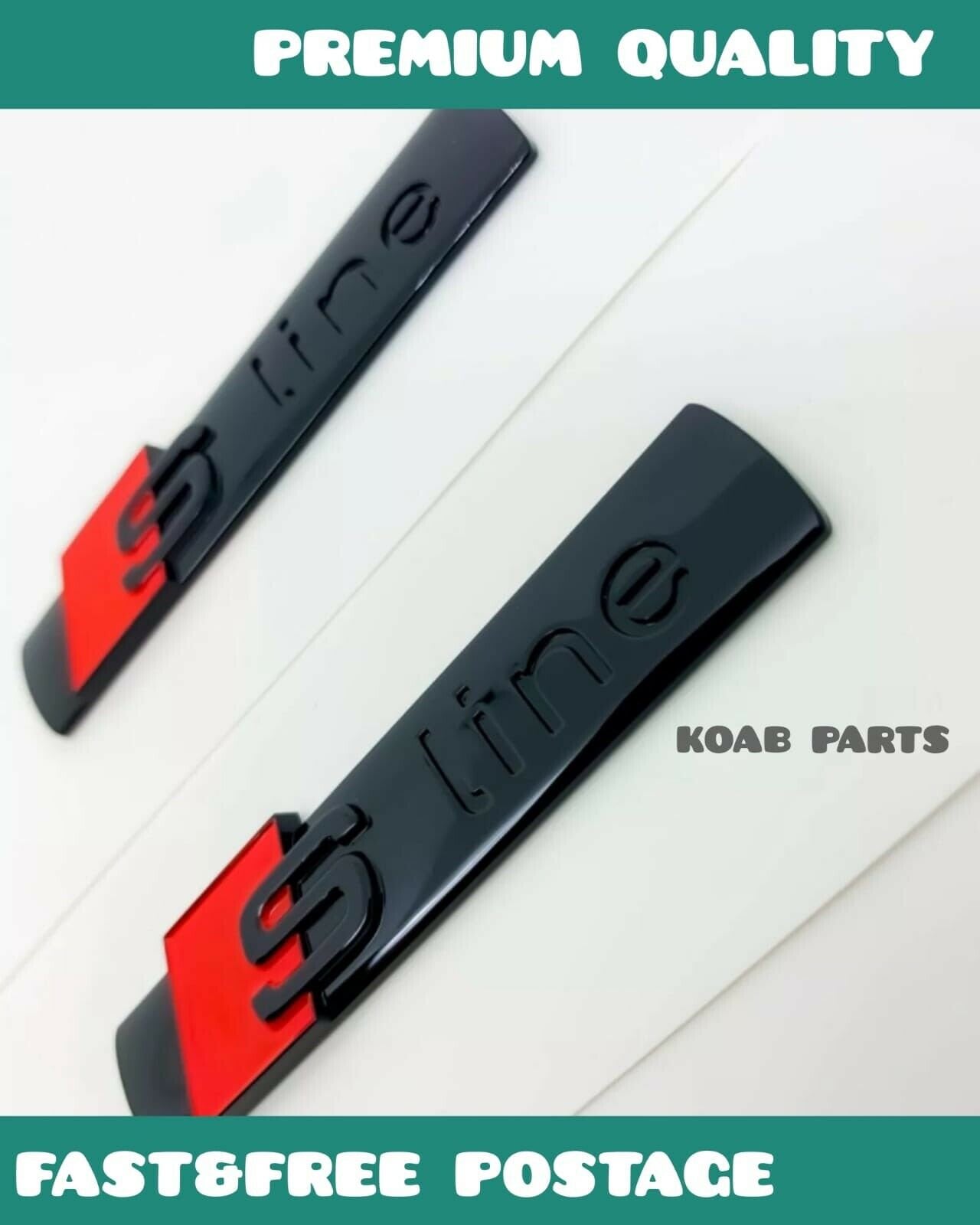 US85 Audi Sport S-LINE Side Fender Left & Right Nameplate 3D Marker Logo  Emblem Decal Badge Sticker Decoration 2Pcs (Gloss Black) 