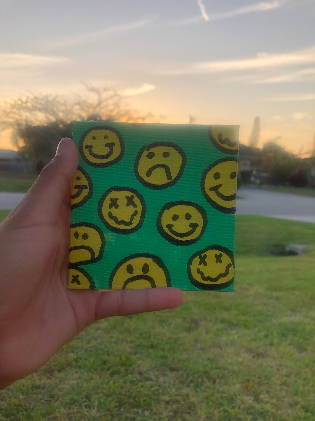 Smiley Face Painting Etsy
