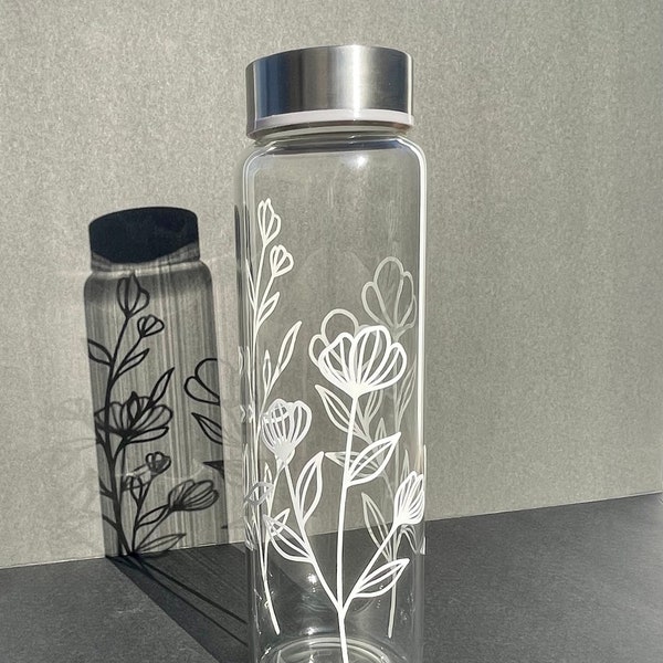 Wildflowers Glass Tumbler | Glass Water Bottle | Floral Glass | Bottle | Reusable | 32oz