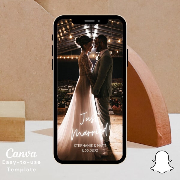 Wedding Snapchat Geofilter | Just Married | Snapchat Filter | Self-Editing Template | Instant Download | Canva