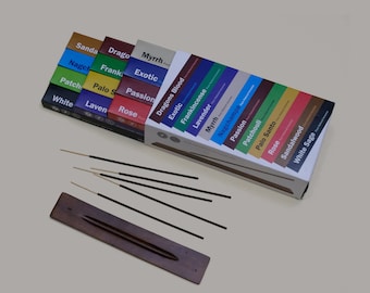 Natural Choice Incense Gift Pack with a Wooden Burner (12 Fragrances)
