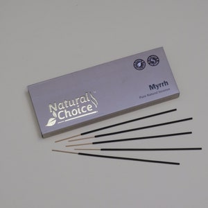 Natural Myrrh Incense Sticks 100 Grams, Low Smoke Traditional Incense Sticks Made from Scratch, Never Dipped (Myrrh, Single Pack)