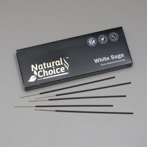 Natural White Sage Incense Sticks 100 Grams, Low Smoke Traditional Incense Sticks Made from Scratch, Never Dipped (White SAGE, Single Pack)