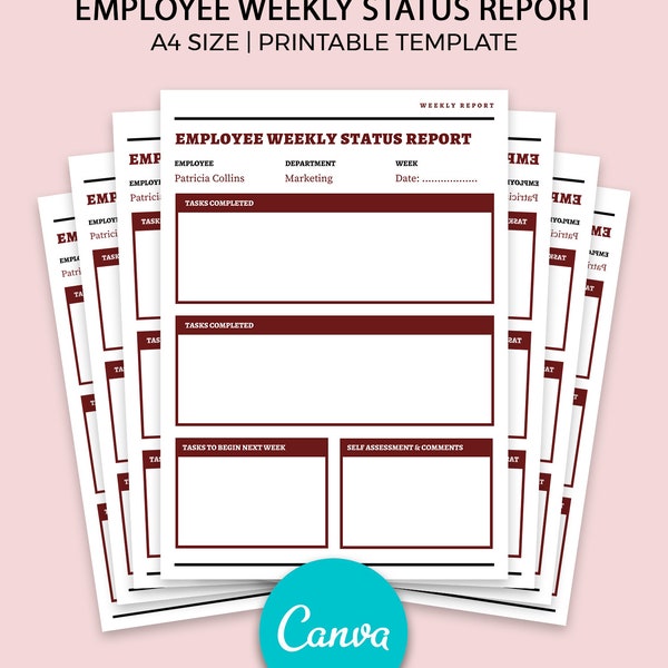 Employee Status Report Template Etsy Employee Status Report Template Etsy